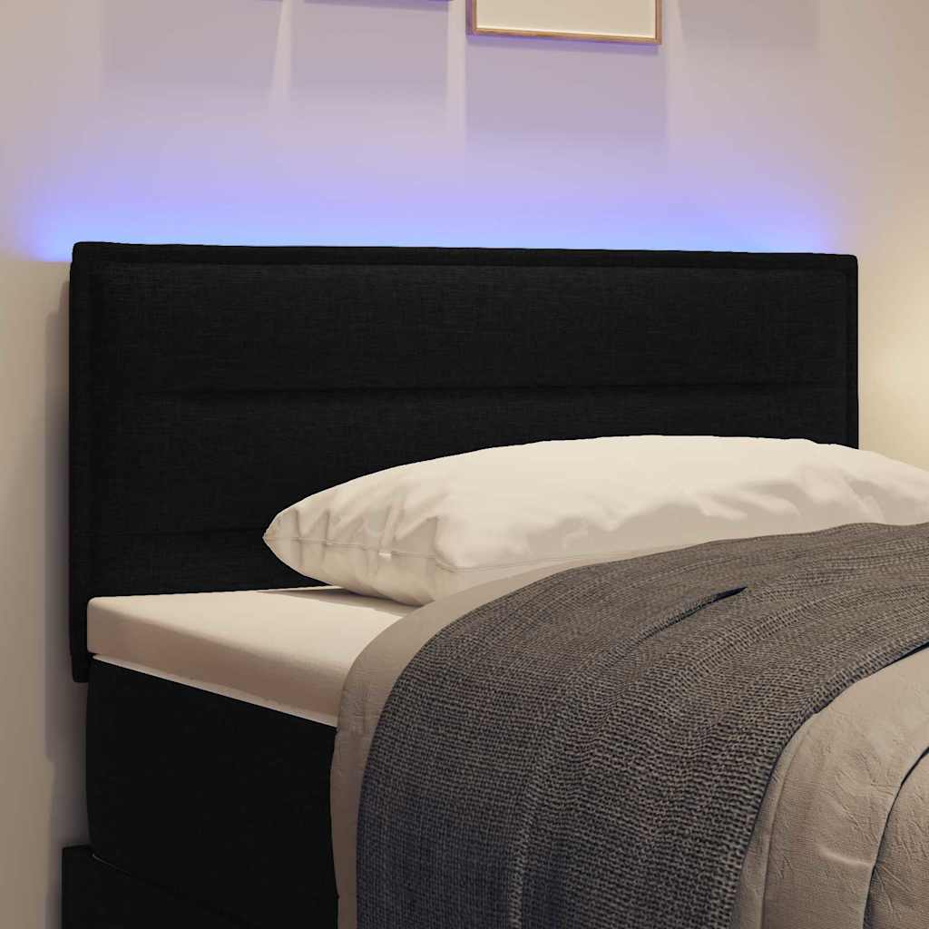 LED Headboard with LED Strip Lights Manual Black 100 cm Fabric